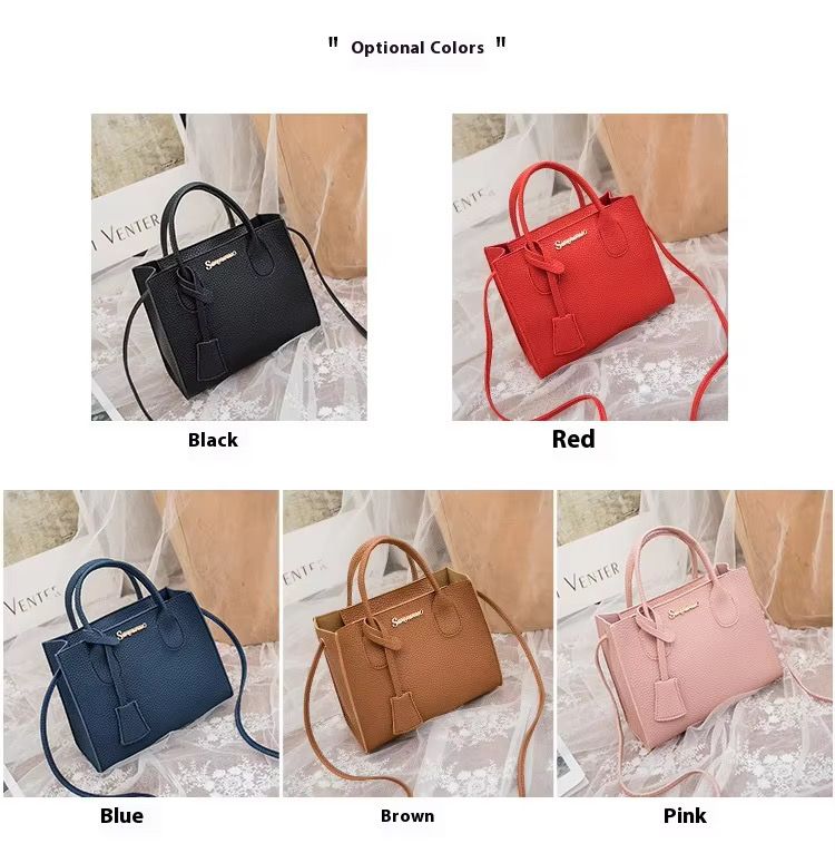 Autumn and Winter Lychee Pattern Crocodile Crossbody Bag Korean Version Candy Color Zipper Bag Diagonal Handbag