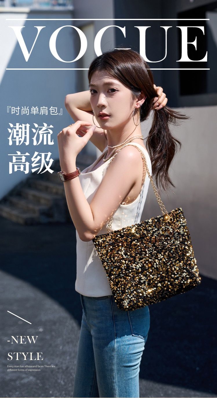 Women Sequin Bag Small Shoulder Tote Sparkly Purse Clutch Handbags Evening Bag Party Bling Glitter Sparkle Sequin Purse