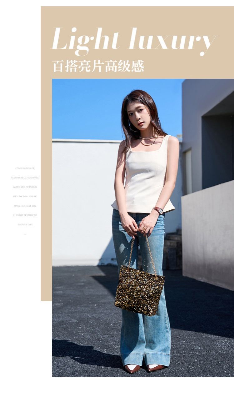 Women Sequin Bag Small Shoulder Tote Sparkly Purse Clutch Handbags Evening Bag Party Bling Glitter Sparkle Sequin Purse