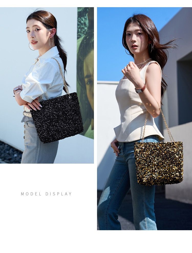 Women Sequin Bag Small Shoulder Tote Sparkly Purse Clutch Handbags Evening Bag Party Bling Glitter Sparkle Sequin Purse