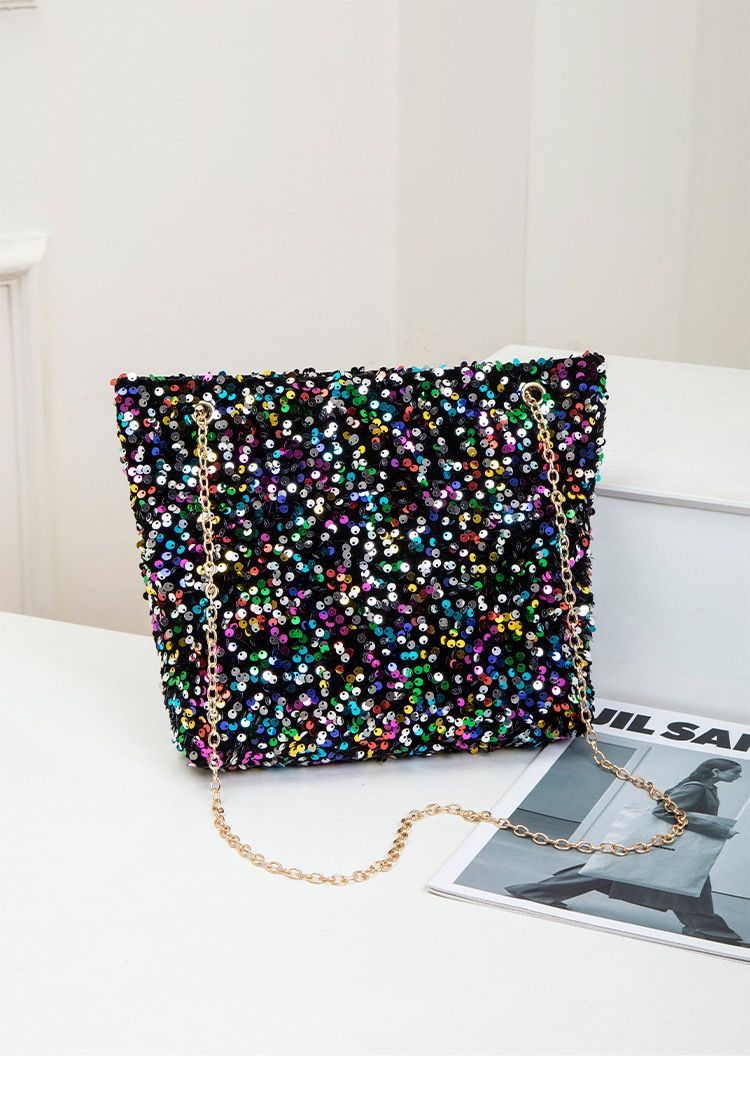 Women Sequin Bag Small Shoulder Tote Sparkly Purse Clutch Handbags Evening Bag Party Bling Glitter Sparkle Sequin Purse