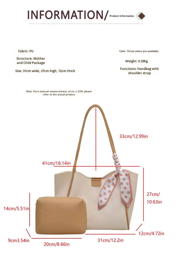 Casual Simple PU Leather Polyester Magnetic Clasp Tote Bag New Bag Large Capacity Fashion Urban Simplicity Handbag