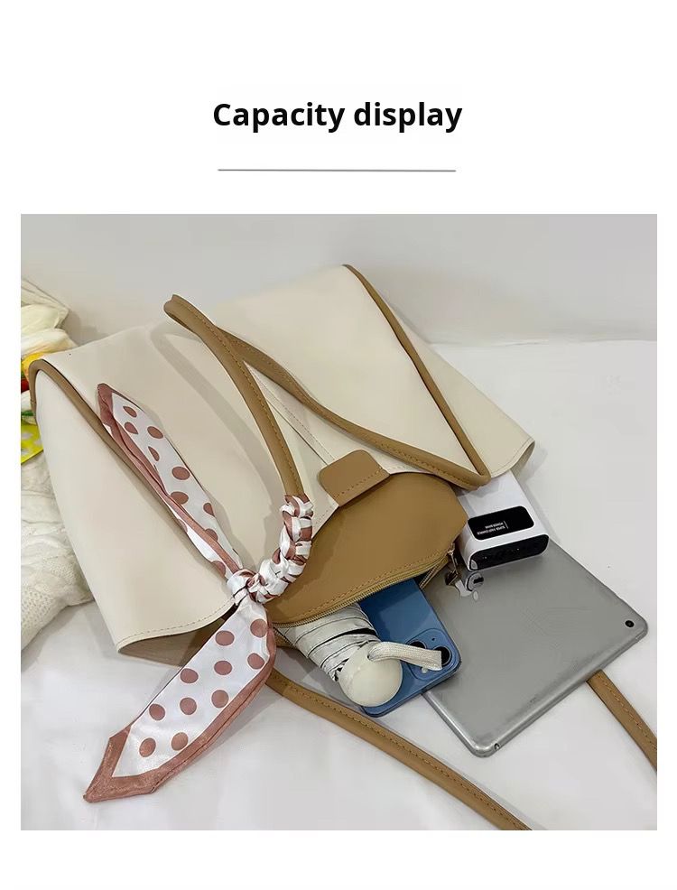 Casual Simple PU Leather Polyester Magnetic Clasp Tote Bag New Bag Large Capacity Fashion Urban Simplicity Handbag