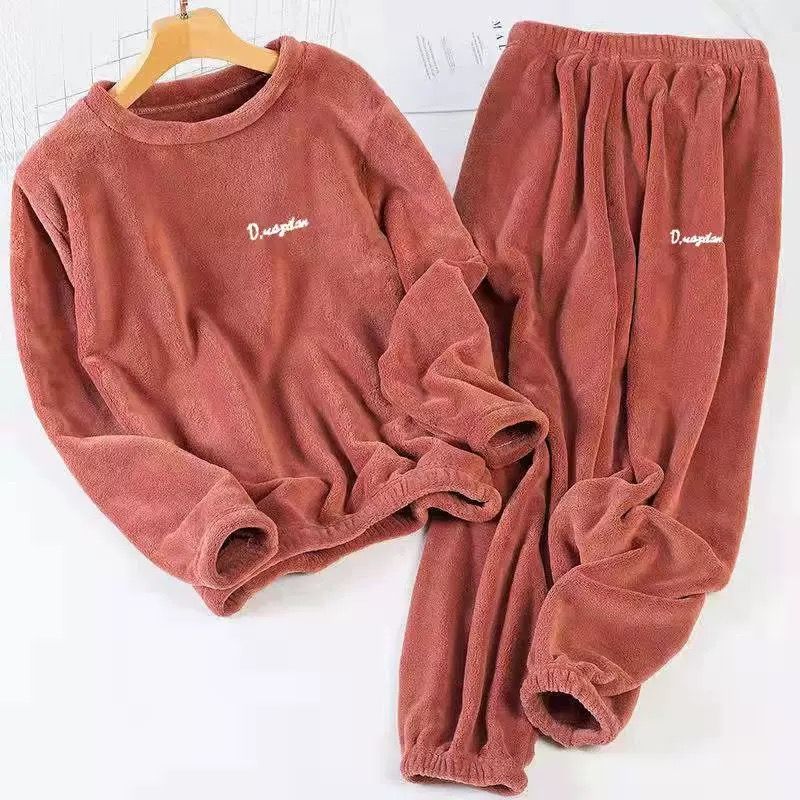 2026 Warm Fleece Winter Flannel Tops and Pants Pajama Sets for Women