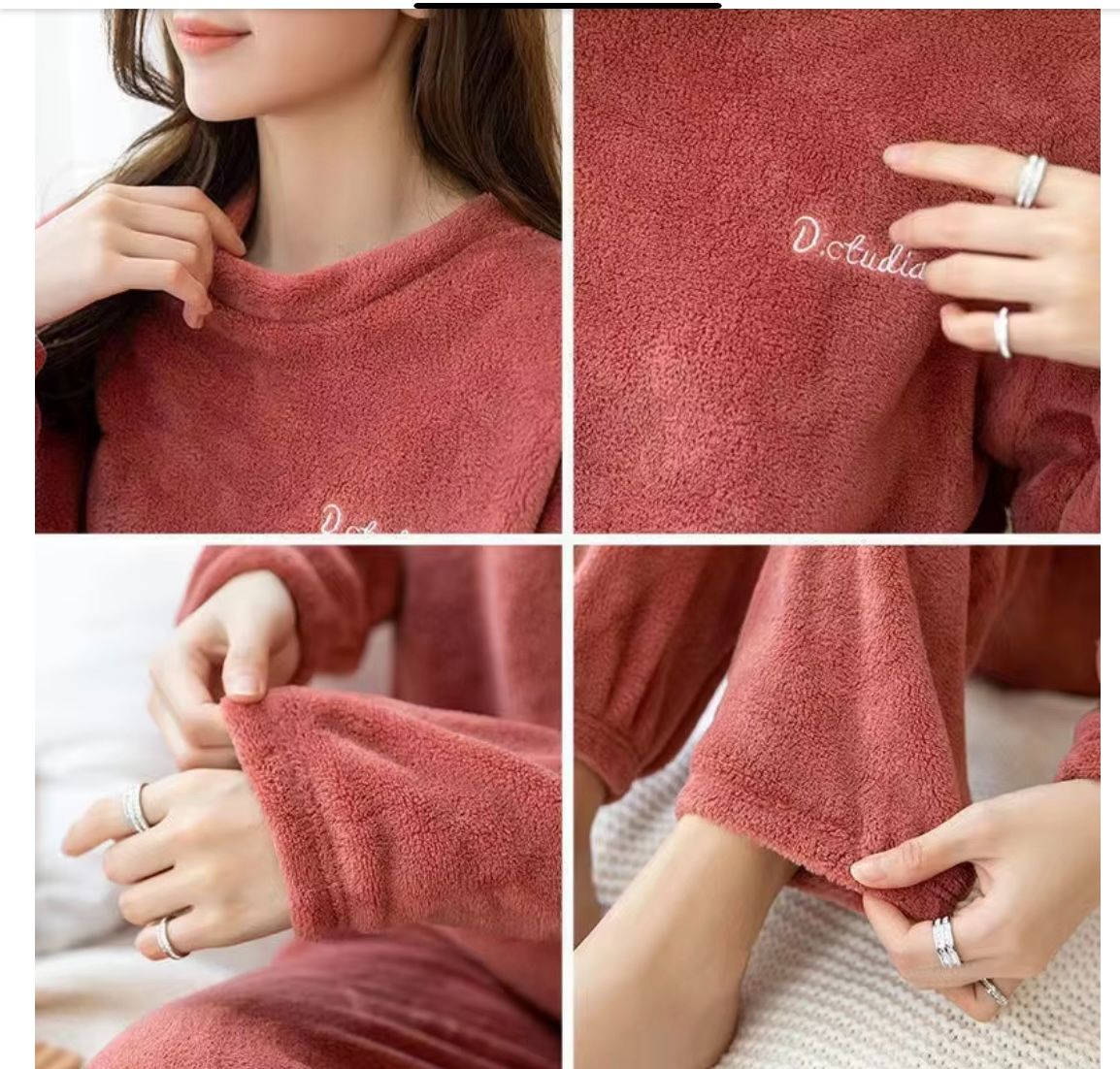 2026 Warm Fleece Winter Flannel Tops and Pants Pajama Sets for Women