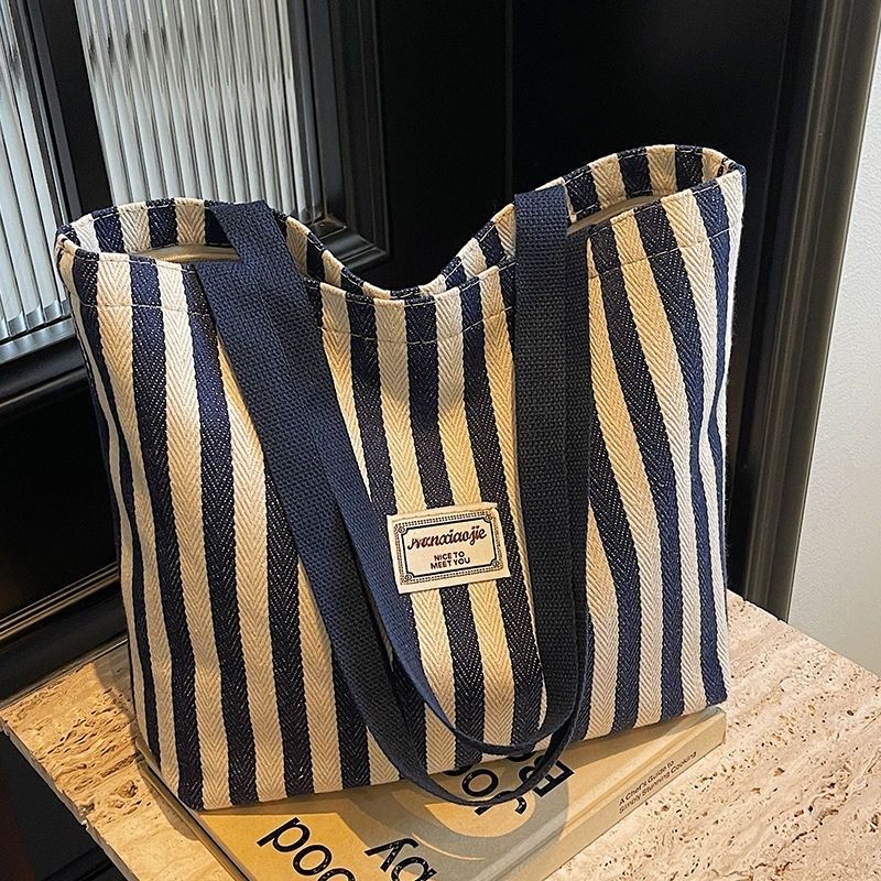 Large Capacity Cotton Fashion Panelled Tote Bag Handbag 2026 New Arrival Portable Open Shoulder for Women All Seasons