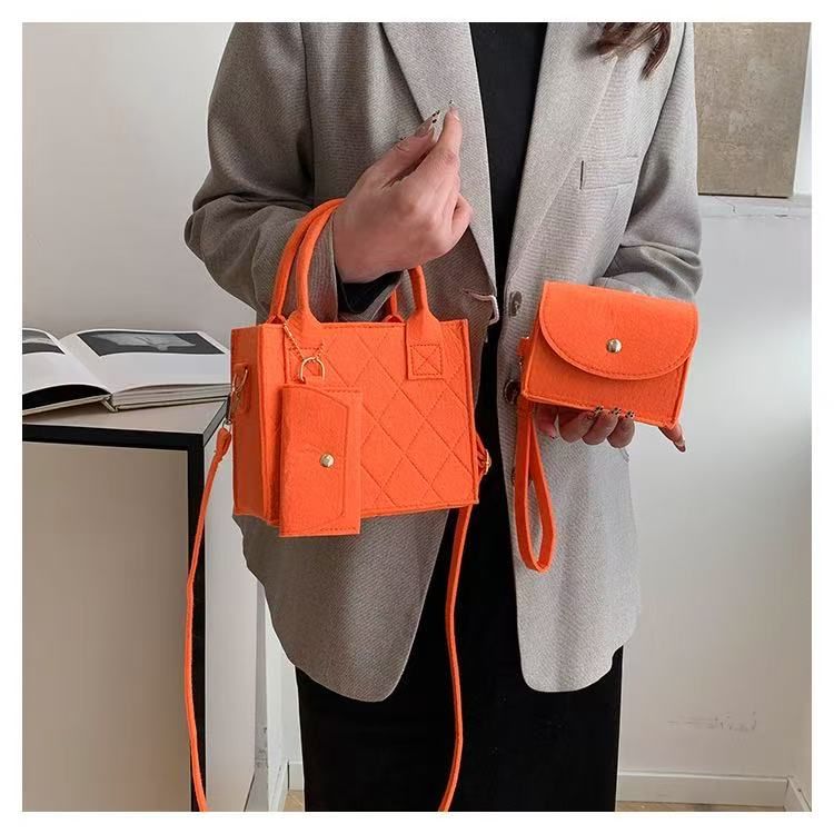 Wholesale Price 3pcs Felt Quilted Women Handbag Tote Shoulder Crossbody Bag Casual Hot Sale Daily Mini Bag