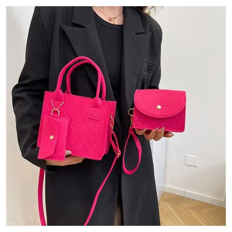 Wholesale Price 3pcs Felt Quilted Women Handbag Tote Shoulder Crossbody Bag Casual Hot Sale Daily Mini Bag