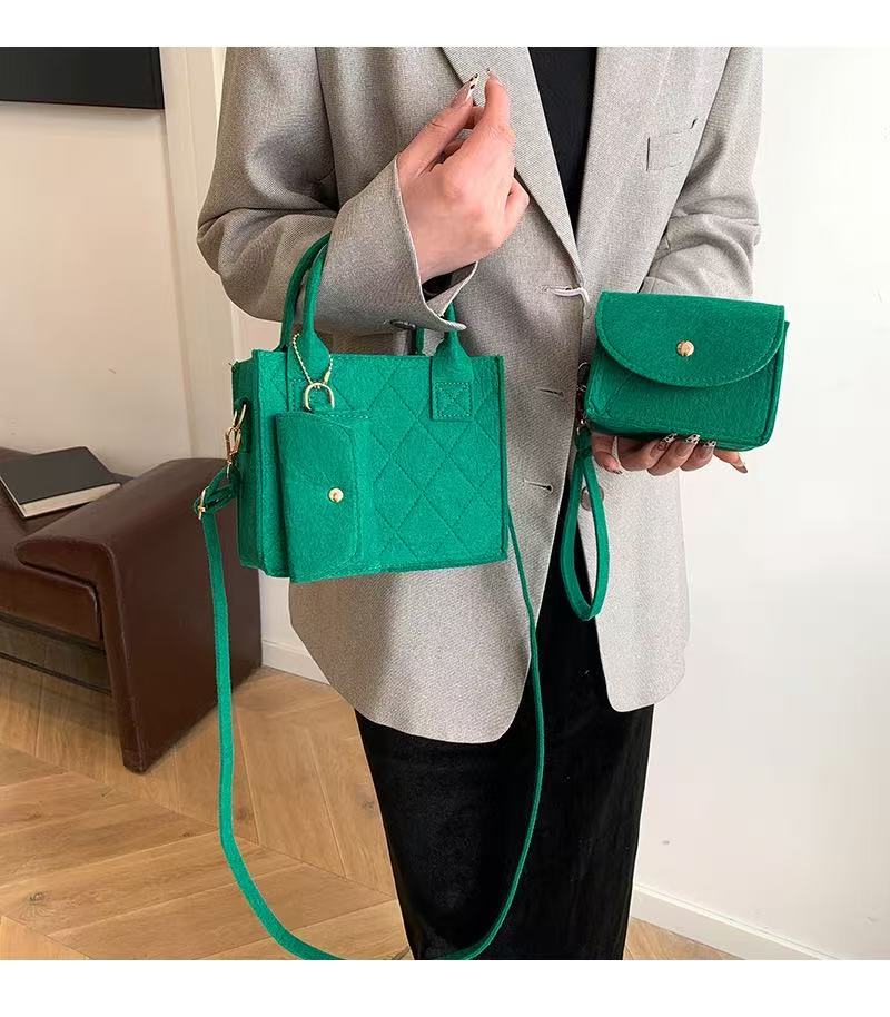 Wholesale Price 3pcs Felt Quilted Women Handbag Tote Shoulder Crossbody Bag Casual Hot Sale Daily Mini Bag