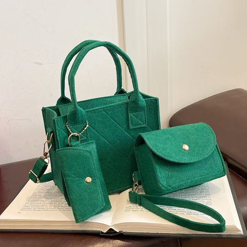 Wholesale Price 3pcs Felt Quilted Women Handbag Tote Shoulder Crossbody Bag Casual Hot Sale Daily Mini Bag