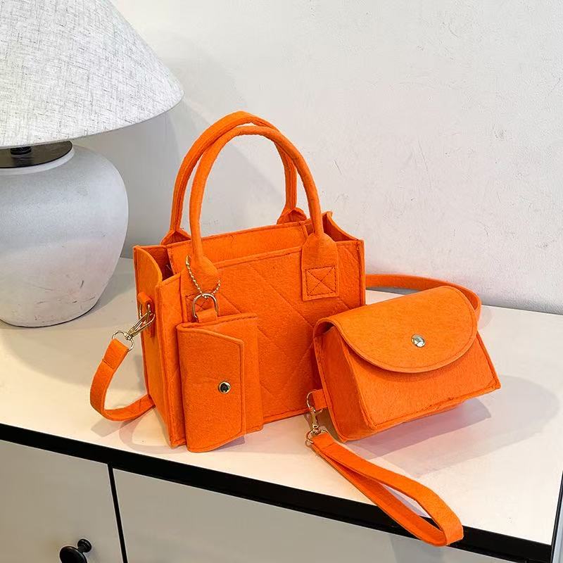 Wholesale Price 3pcs Felt Quilted Women Handbag Tote Shoulder Crossbody Bag Casual Hot Sale Daily Mini Bag