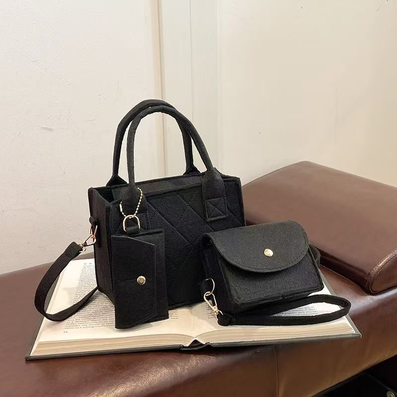 Wholesale Price 3pcs Felt Quilted Women Handbag Tote Shoulder Crossbody Bag Casual Hot Sale Daily Mini Bag