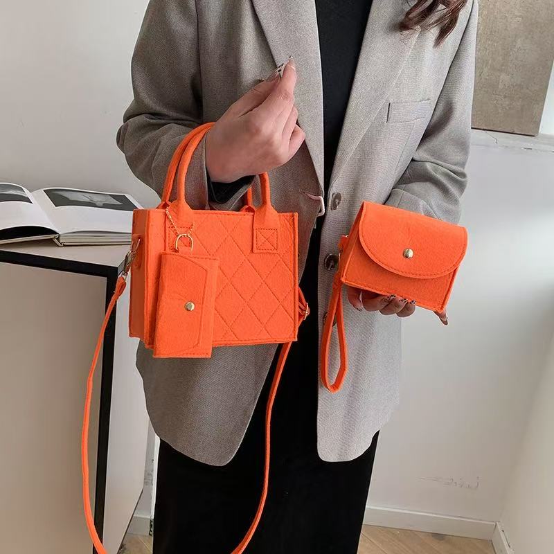 Wholesale Price 3pcs Felt Quilted Women Handbag Tote Shoulder Crossbody Bag Casual Hot Sale Daily Mini Bag