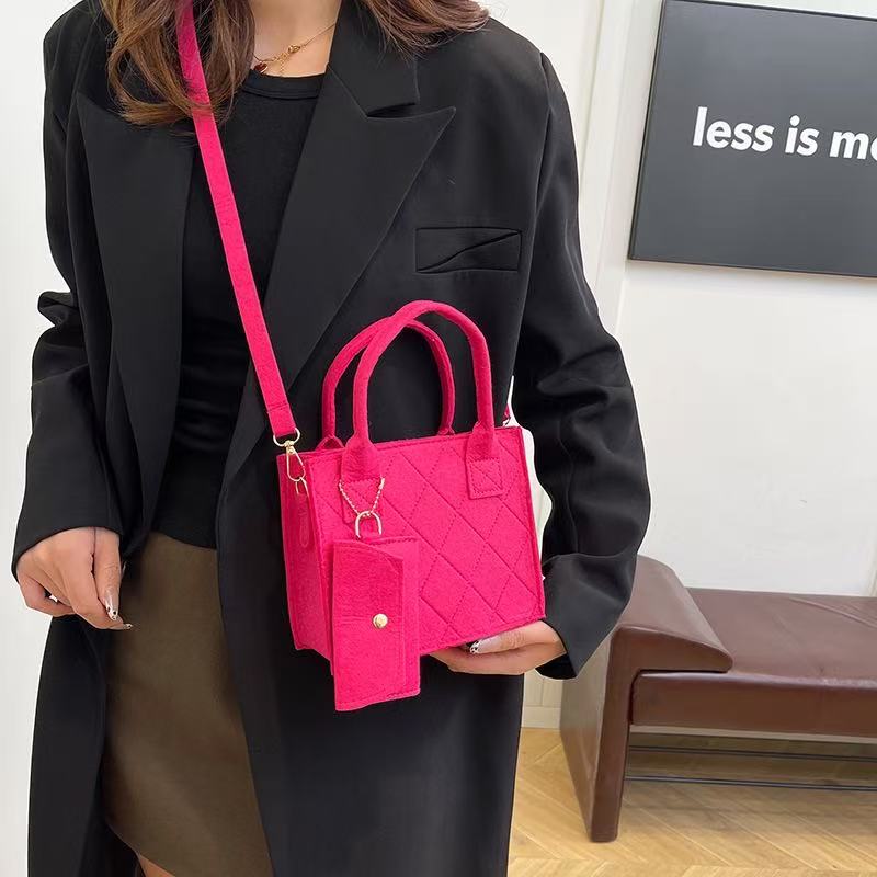 Wholesale Price 3pcs Felt Quilted Women Handbag Tote Shoulder Crossbody Bag Casual Hot Sale Daily Mini Bag