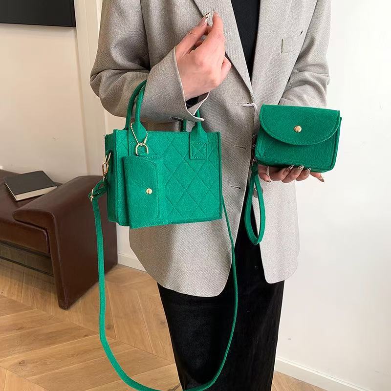 Wholesale Price 3pcs Felt Quilted Women Handbag Tote Shoulder Crossbody Bag Casual Hot Sale Daily Mini Bag