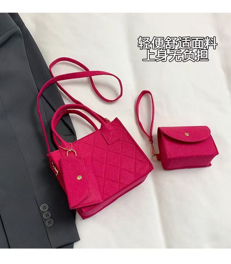 Wholesale Price 3pcs Felt Quilted Women Handbag Tote Shoulder Crossbody Bag Casual Hot Sale Daily Mini Bag