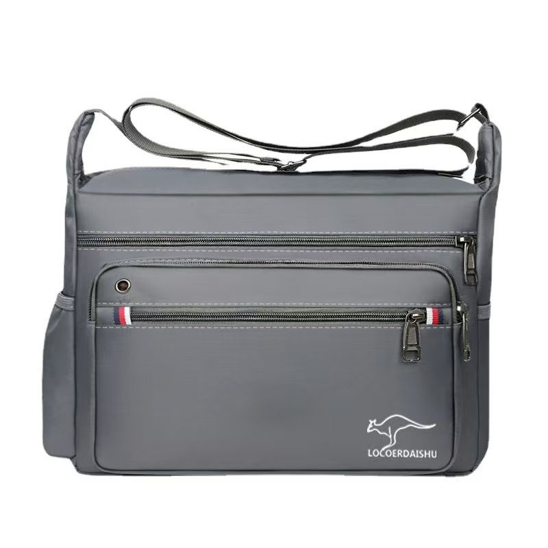 Men's Canvas Crossbody Bag Multi Layer Large Capacity Shoulder Bag For Everyday Travel Casual Use Solid Color