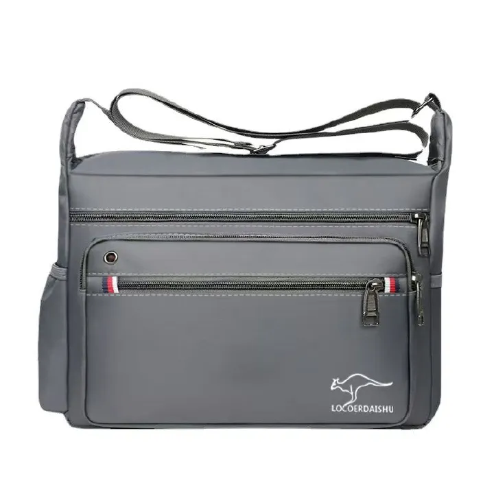 Men's Canvas Crossbody Bag Multi Layer Large Capacity Shoulder Bag For Everyday Travel Casual Use Solid Color