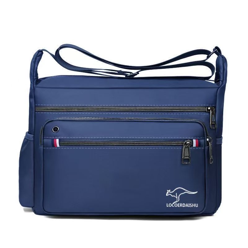 Men's Canvas Crossbody Bag Multi Layer Large Capacity Shoulder Bag For Everyday Travel Casual Use Solid Color