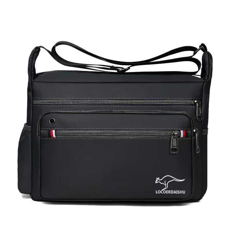 Men's Canvas Crossbody Bag Multi Layer Large Capacity Shoulder Bag For Everyday Travel Casual Use Solid Color