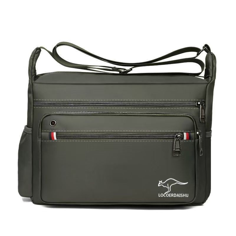 Men's Canvas Crossbody Bag Multi Layer Large Capacity Shoulder Bag For Everyday Travel Casual Use Solid Color