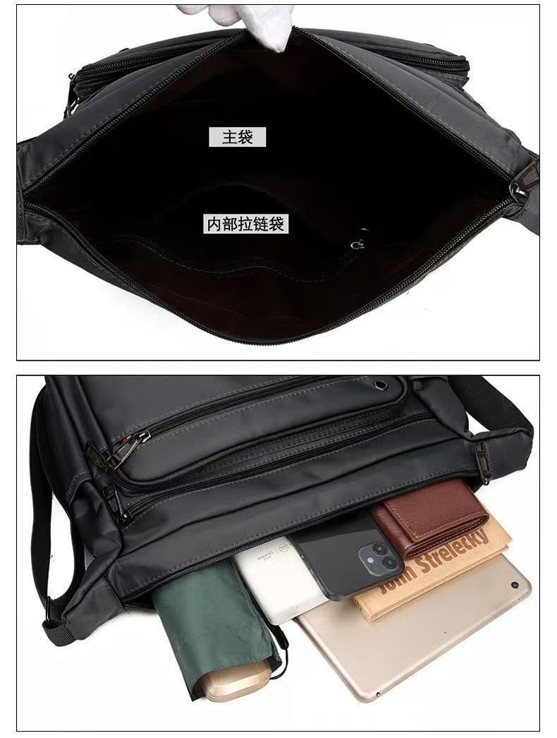 Men's Canvas Crossbody Bag Multi Layer Large Capacity Shoulder Bag For Everyday Travel Casual Use Solid Color