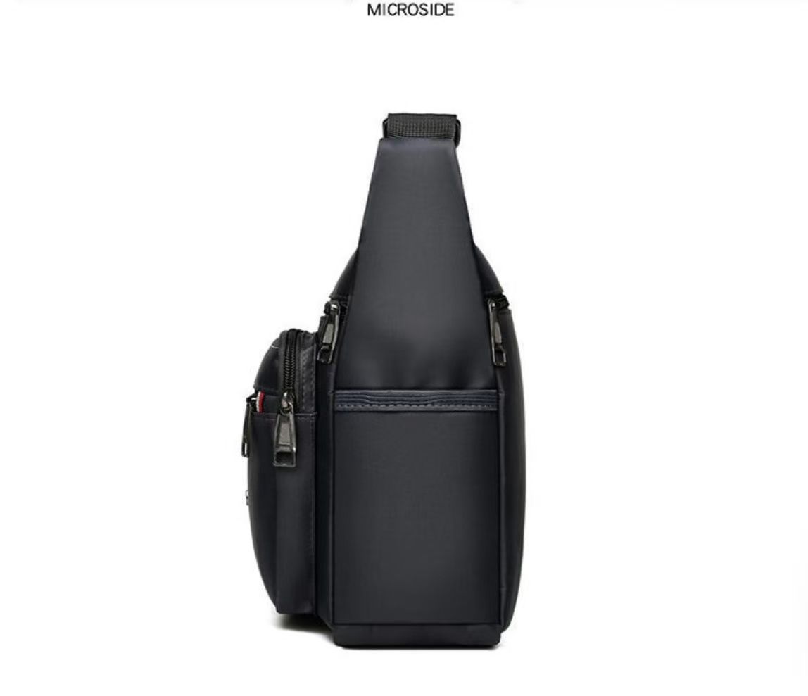 Men's Canvas Crossbody Bag Multi Layer Large Capacity Shoulder Bag For Everyday Travel Casual Use Solid Color