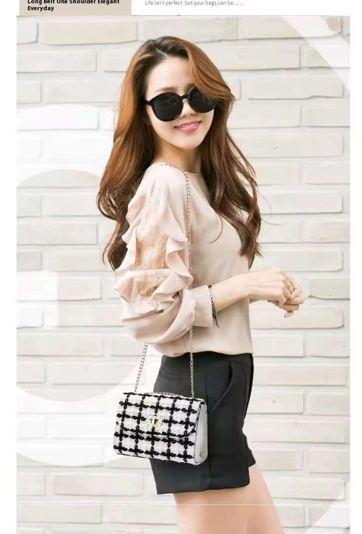 2026 Spring Autumn New Small Fragrant Woolen Bag Women's Fashion Chain Bag Texture Shoulder Slung Storage Bag.