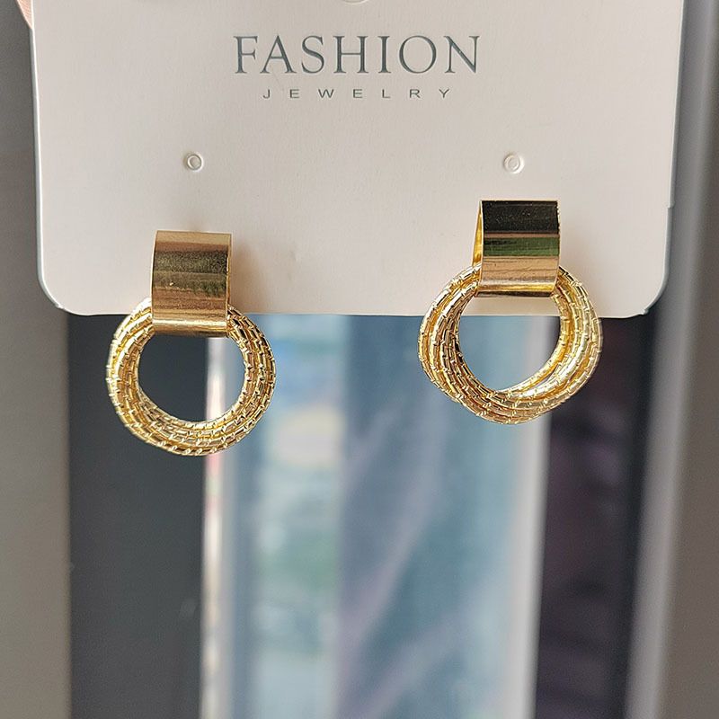 Retro Metal Gold Color Multiple Small Circle Stud Earrings for Women Korean Jewelry Fashion Wedding Party Earrings Jewelry Gift
