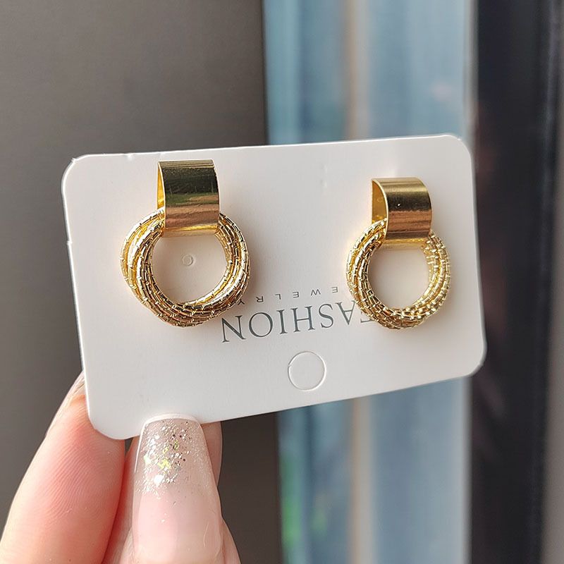 Retro Metal Gold Color Multiple Small Circle Stud Earrings for Women Korean Jewelry Fashion Wedding Party Earrings Jewelry Gift