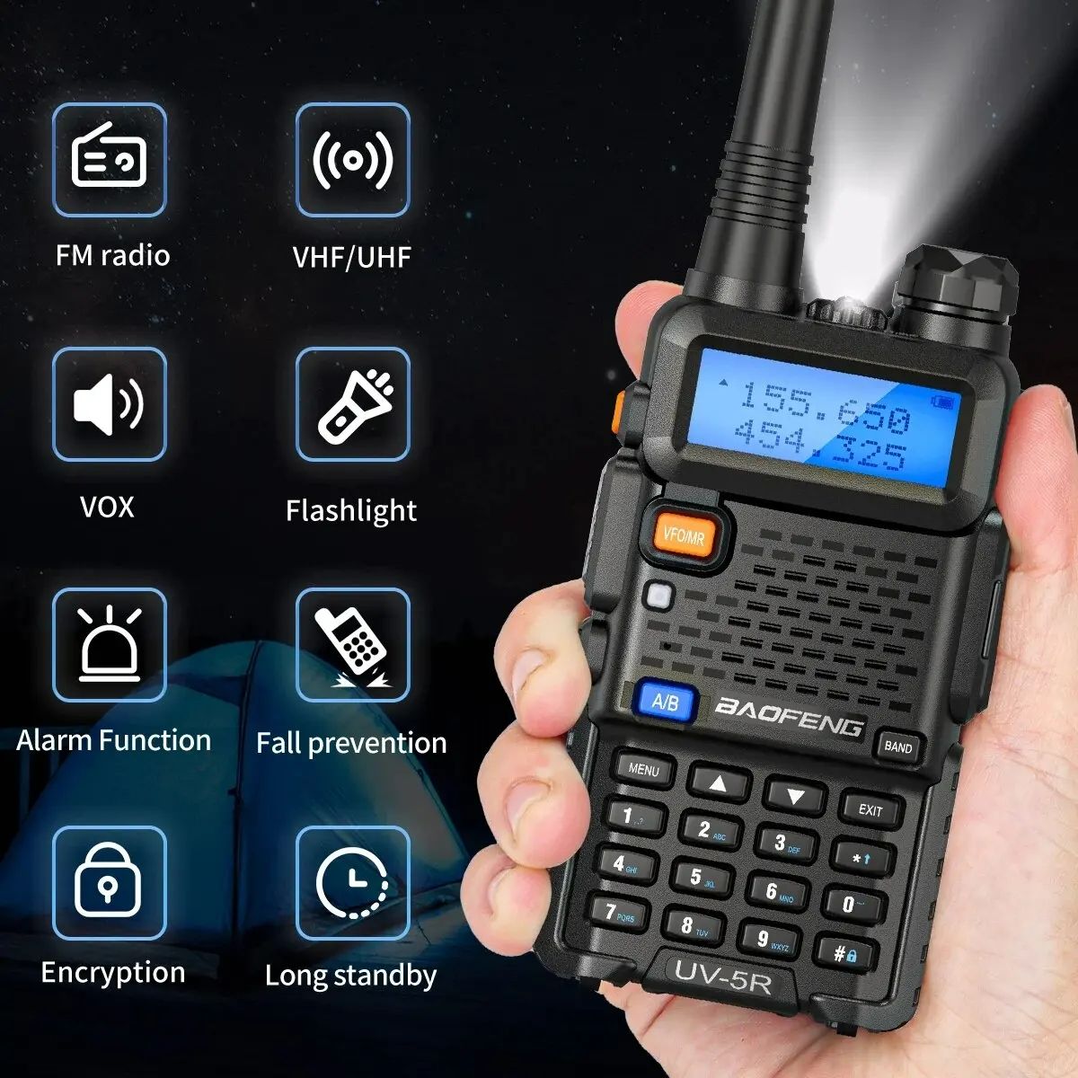Baofeng Walkie Talkie UV 5R 5W 8W Dual Band Ham Two Way Radio Vhf Uhf FM Radio Handheld Transceiver Jagen 16KM