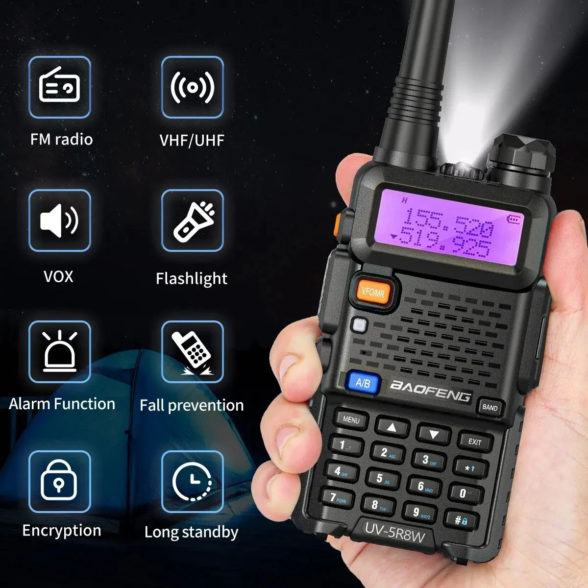 Baofeng Walkie Talkie UV 5R 5W 8W Dual Band Ham Two Way Radio Vhf Uhf FM Radio Handheld Transceiver Jagen 16KM