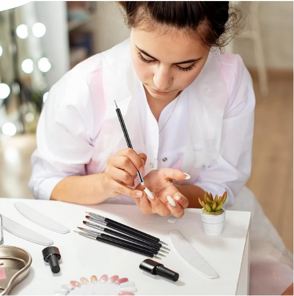 31Pcs Nail Art Brush Design Tip Painting Drawing Carving Dotting Pen FlatFan Liner Acrylic Gel UV Polish Manicure Tools
