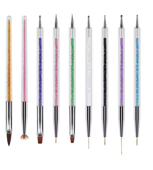 31Pcs Nail Art Brush Design Tip Painting Drawing Carving Dotting Pen FlatFan Liner Acrylic Gel UV Polish Manicure Tools