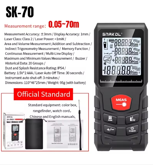 Snakol Laser Tape Measure 50M/70M/100M/120M Laser Distance Meter Rangefinder Profesional Digital Range Finder Ruler Test Tools
