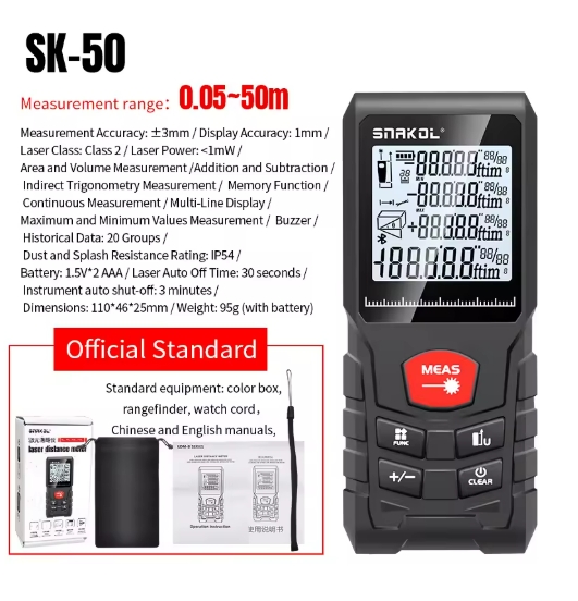 Snakol Laser Tape Measure 50M/70M/100M/120M Laser Distance Meter Rangefinder Profesional Digital Range Finder Ruler Test Tools