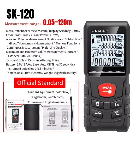 Snakol Laser Tape Measure 50M/70M/100M/120M Laser Distance Meter Rangefinder Profesional Digital Range Finder Ruler Test Tools