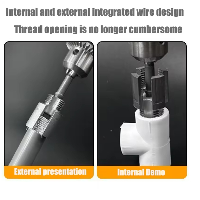 Integrated Internal and External Thread Pipe Threading Tool for 1/2-inch PPR Pipes, with Taps and Dies for Thread Cutting.