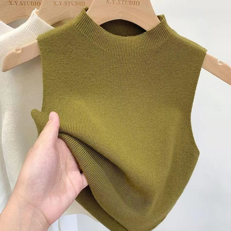 Women Knitted Tank Top Summer Fall Slim Sweater Short Sleeveless Solid Spring Autumn Sweaters Pullovers 2025
