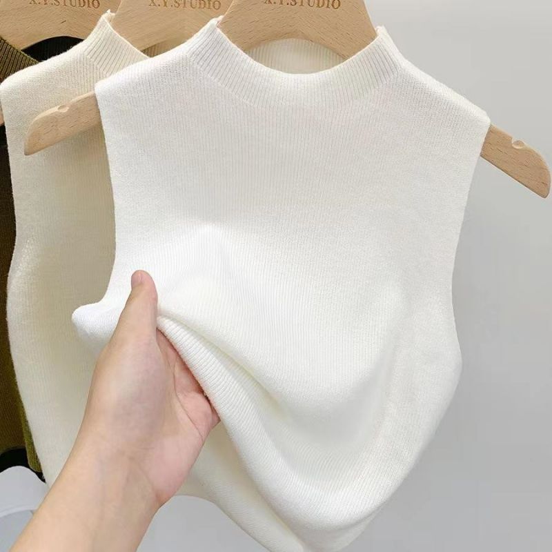 Women Knitted Tank Top Summer Fall Slim Sweater Short Sleeveless Solid Spring Autumn Sweaters Pullovers 2025