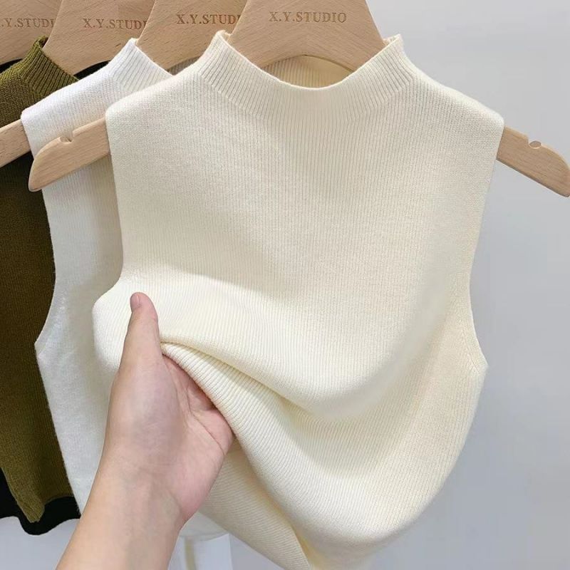 Women Knitted Tank Top Summer Fall Slim Sweater Short Sleeveless Solid Spring Autumn Sweaters Pullovers 2025