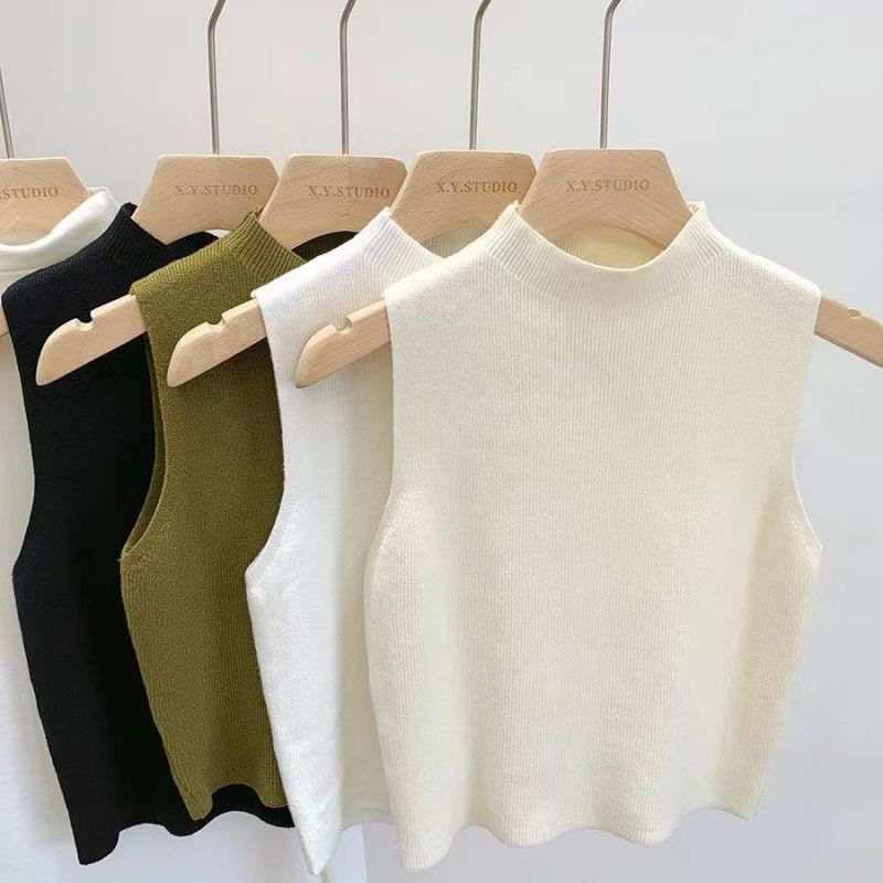 Women Knitted Tank Top Summer Fall Slim Sweater Short Sleeveless Solid Spring Autumn Sweaters Pullovers 2025