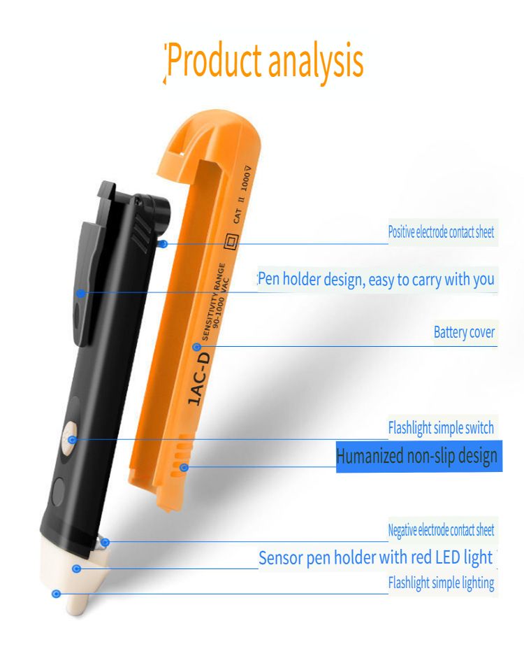 Voltage Detection Pen Electric Indicator LCD Sensor Socket Wall Non-contact Ac Voltage Detector Power Outlet Instrument 90-1000v