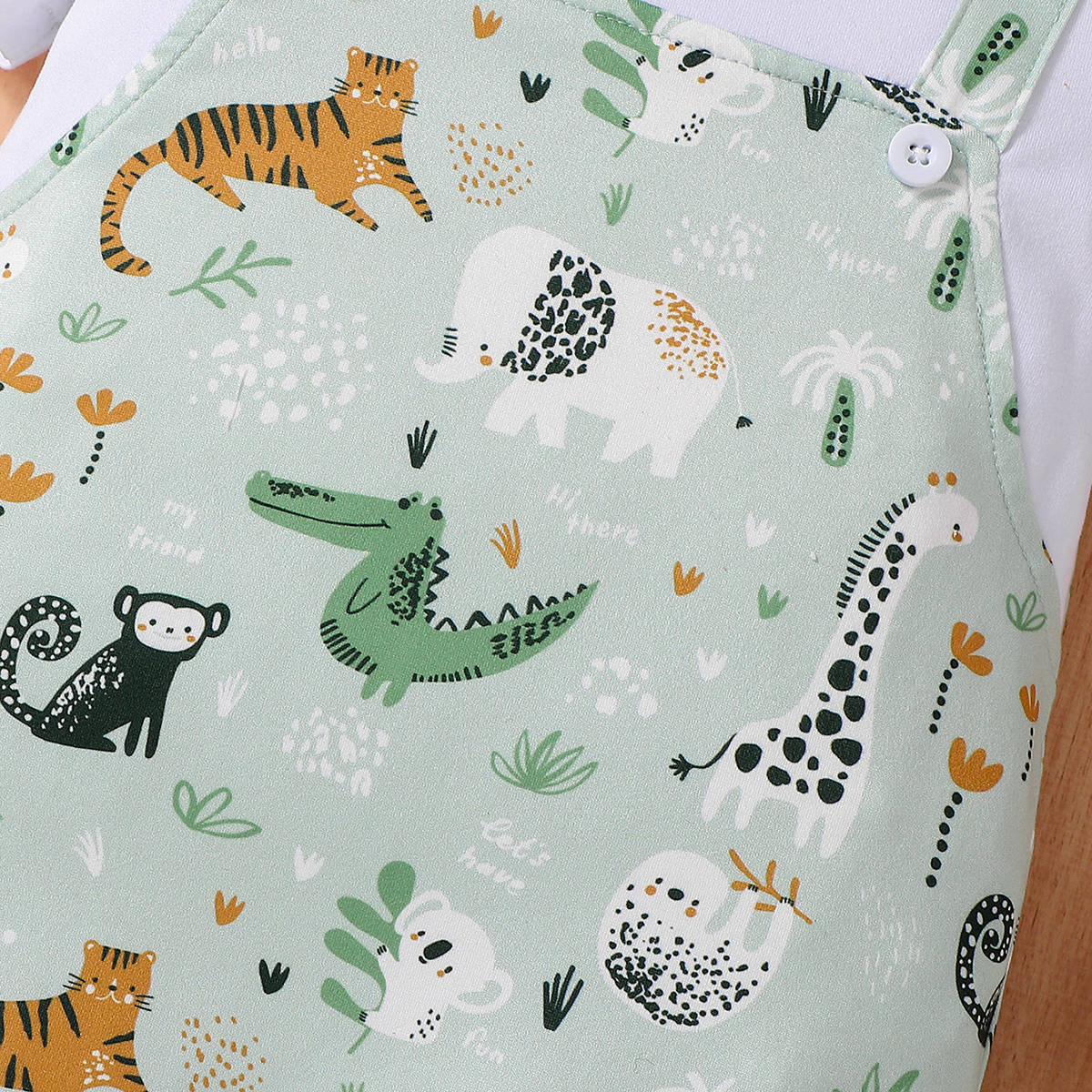 IURNXB Adorable Infant Zoo Animal Print Romper for Boy Newborn Baby Faux Two-Piece Bodysuit with Short Sleeves Casual Play Wear