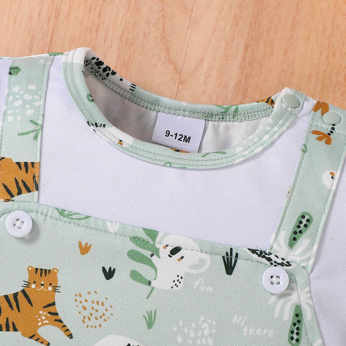 IURNXB Adorable Infant Zoo Animal Print Romper for Boy Newborn Baby Faux Two-Piece Bodysuit with Short Sleeves Casual Play Wear