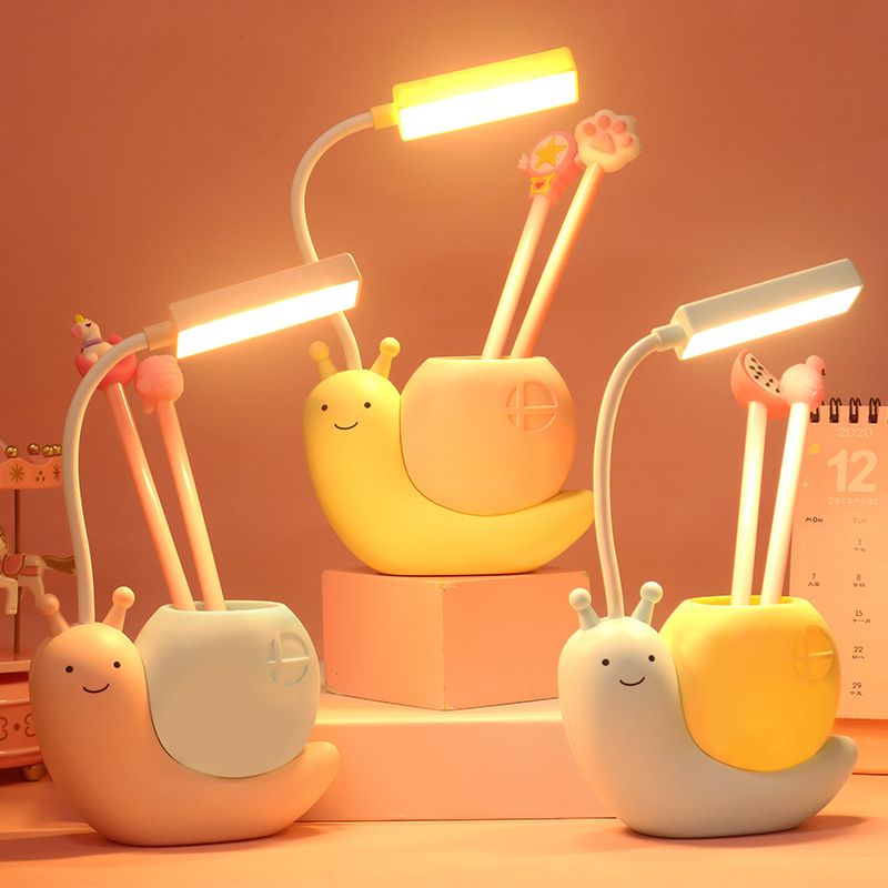 Cartoon Table Lamp Cute Snail Night Light USB Rechargeable LED Table Light Child Eye Protection Desk Lamp Reading Lamp With Pen