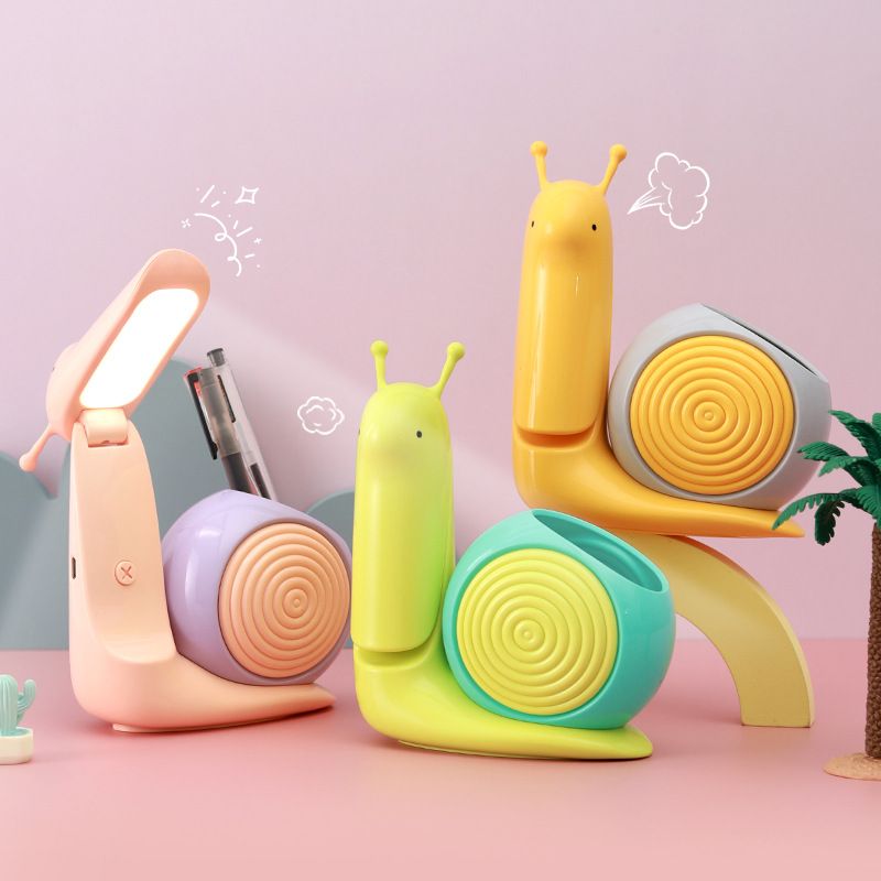 Cartoon Table Lamp Cute Snail Night Light USB Rechargeable LED Table Light Child Eye Protection Desk Lamp Reading Lamp With Pen