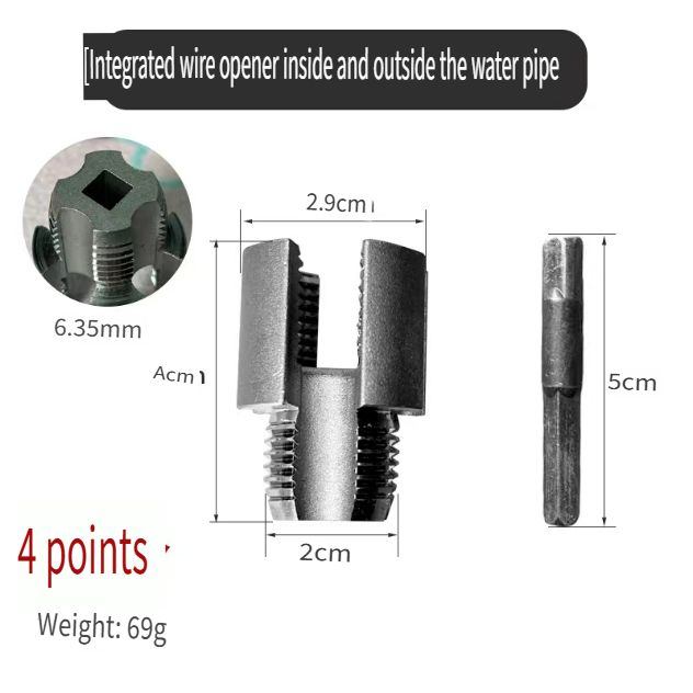 Integrated Internal and External Thread Pipe Threading Tool for 1/2-inch PPR Pipes, with Taps and Dies for Thread Cutting.