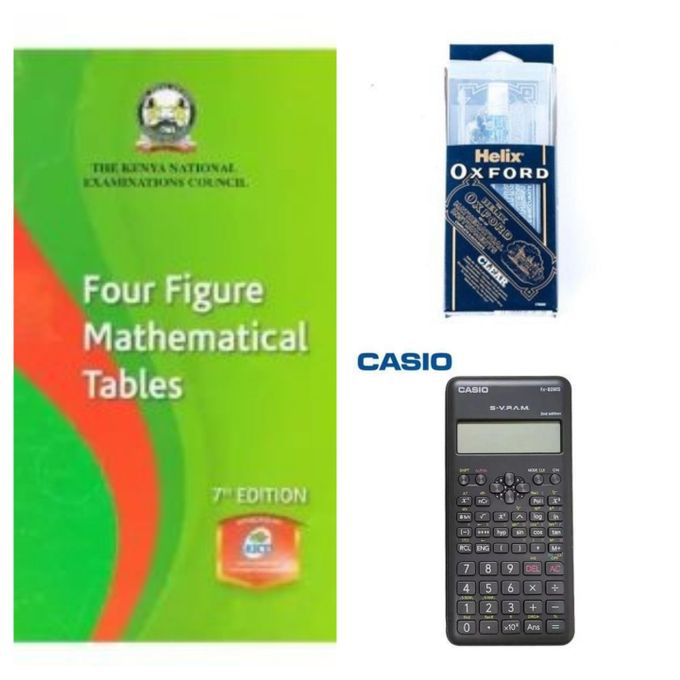 Mathematics log table, Oxford Set and calculator fx82ms + free 30cm ruler