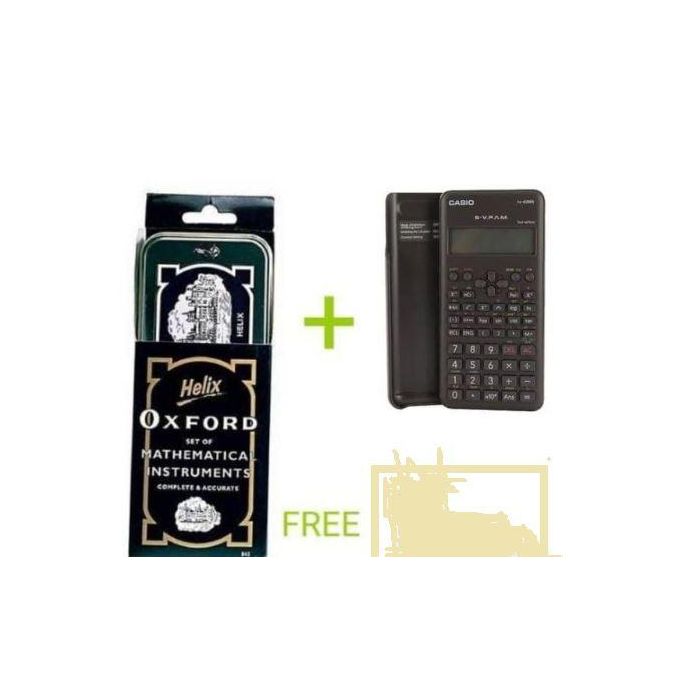 FX-82MS Scientific Calculator  + Helix Oxford School Mathematical Set/Geometrical Set